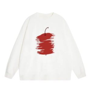 Creative Apple Print Comfortable Sweatshirt – White