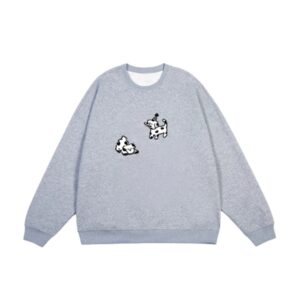 Retro Puppy Print Sweatshirt — Heather Gray