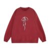 Bow-Print Crewneck Sweatshirt — Burgundy