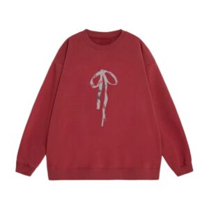 Bow-Print Crewneck Sweatshirt — Burgundy