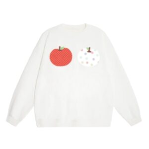 Colorful Apple Print Sweatshirt — White