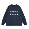 Dark Blue Casual Crew-Neck Sweatshirt