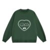 Trendy Heart-Print Sweatshirt — Dark Green