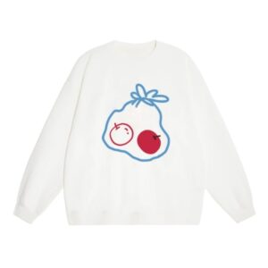 Creative Apple-Print Sweatshirt – White