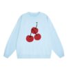Creative Cherry Print Sweatshirt — Blue