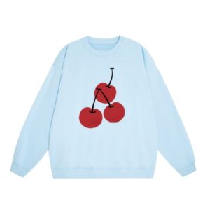 Creative Cherry Print Sweatshirt — Blue