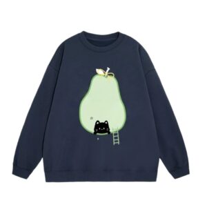 Stylish Creative Printed Sweatshirt — Navy Blue