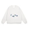 Graphic Sticker Print Crewneck Sweatshirt — Cream White