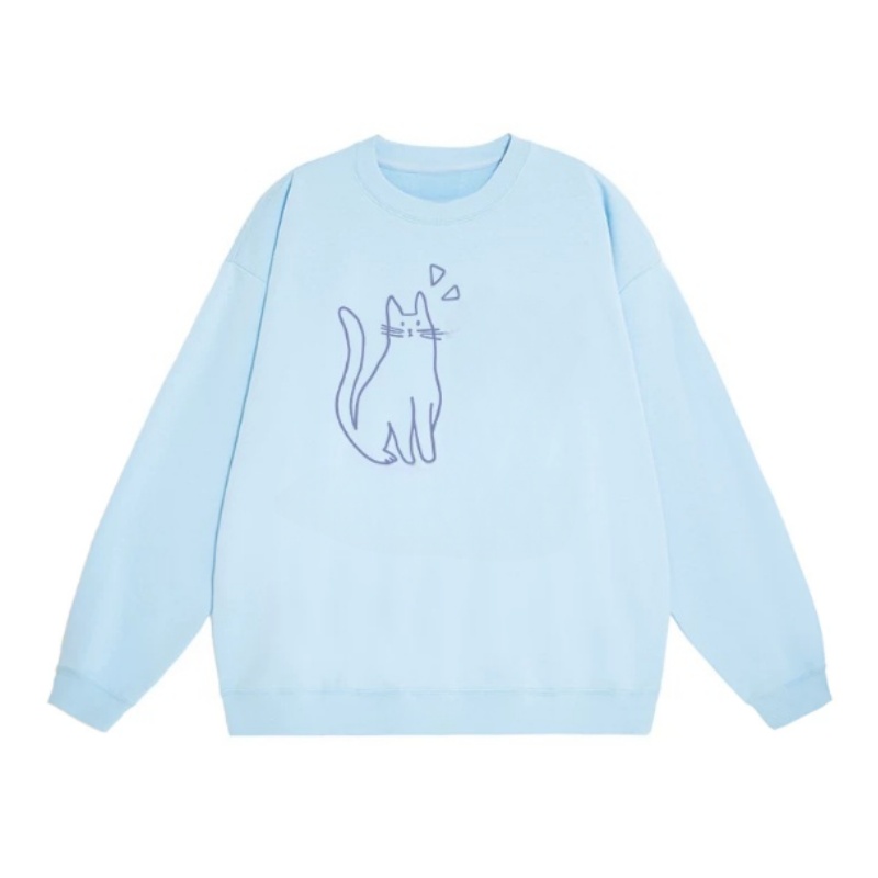 Minimalist Cat Design Crewneck Sweatshirt