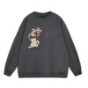 Cute Bear Print And Cherry Ribbon Sweatshirt